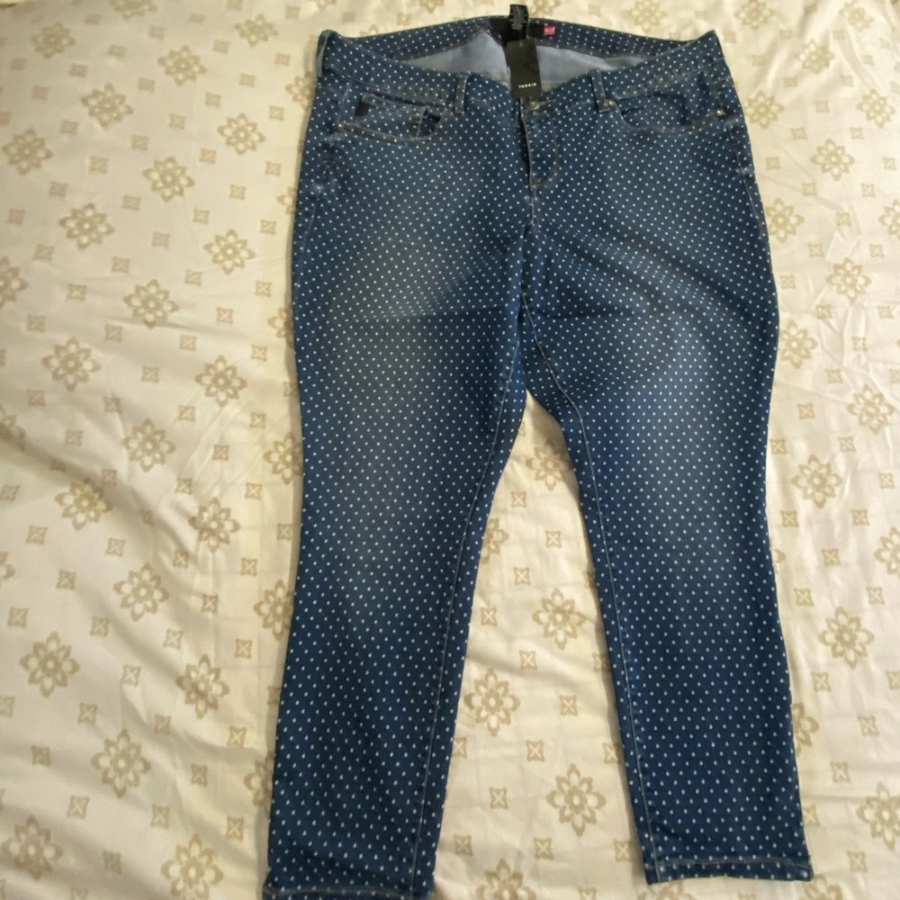 White polka dot skinny jeans plus size